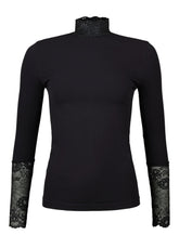 Abigail - Long Sleeve Top With Lace Collar Brown